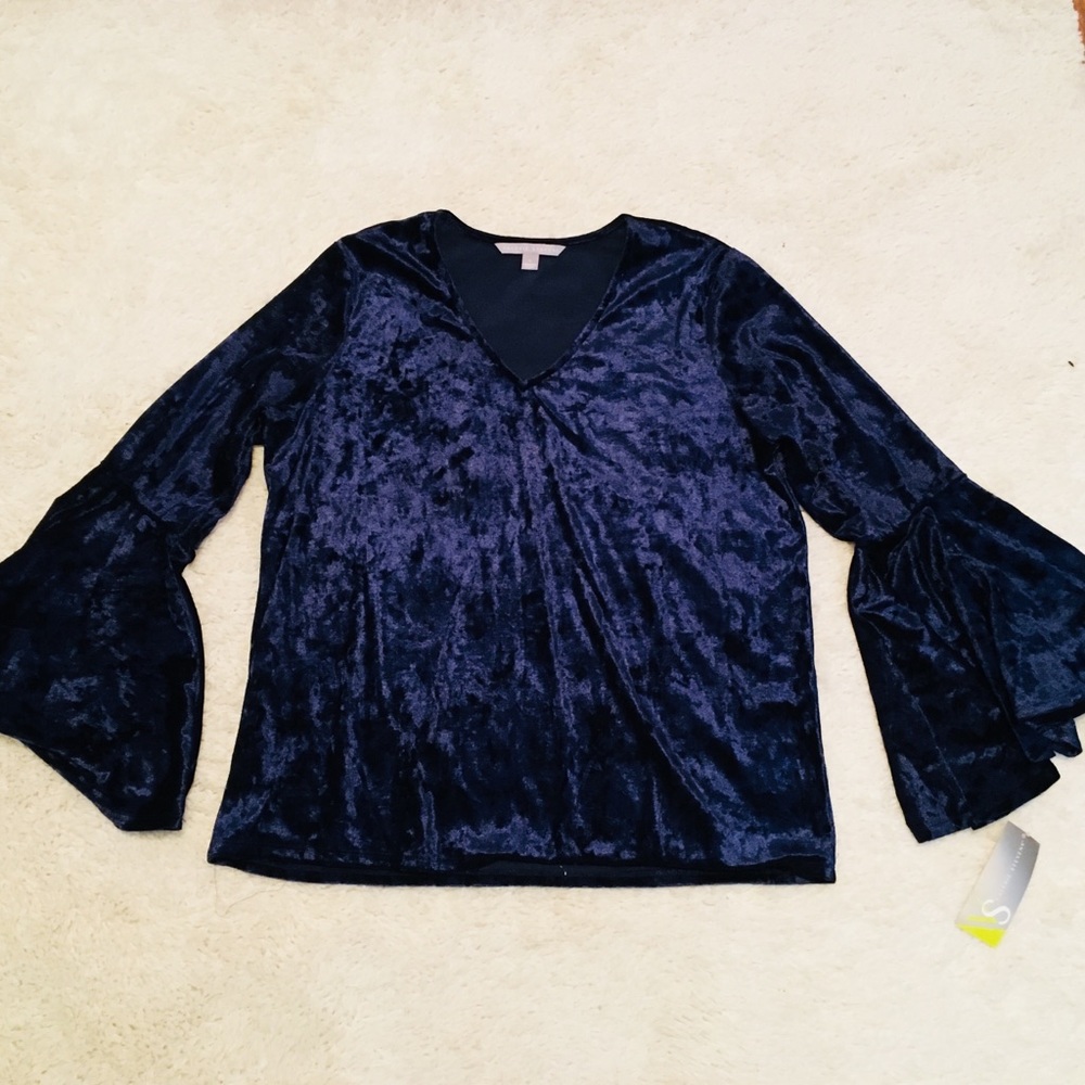 Crushed Velvet Bell-Sleeve Top NWT
